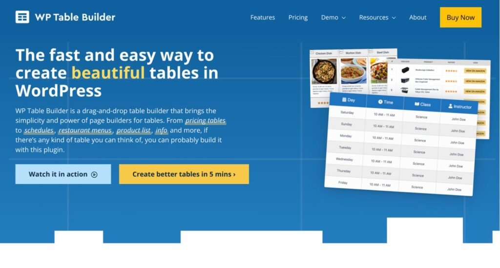 WP Table Builder