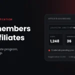Directorist affiliate dashboard showing a referral link, visit and referral stats, and commission rates